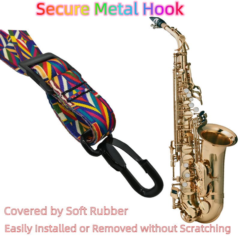 Xinlinke Saxophone Neck Strap Soft Padded Rainbow Braided Pattern for Alto Baritone Soprano Sax - Image 5
